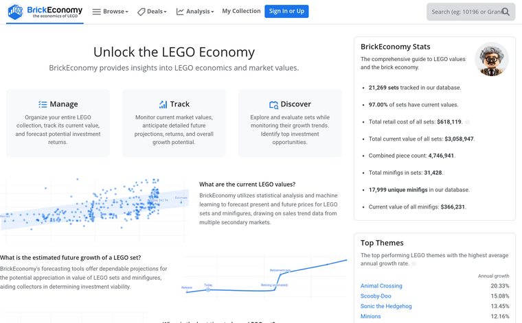 brickeconomy homepage screenshot