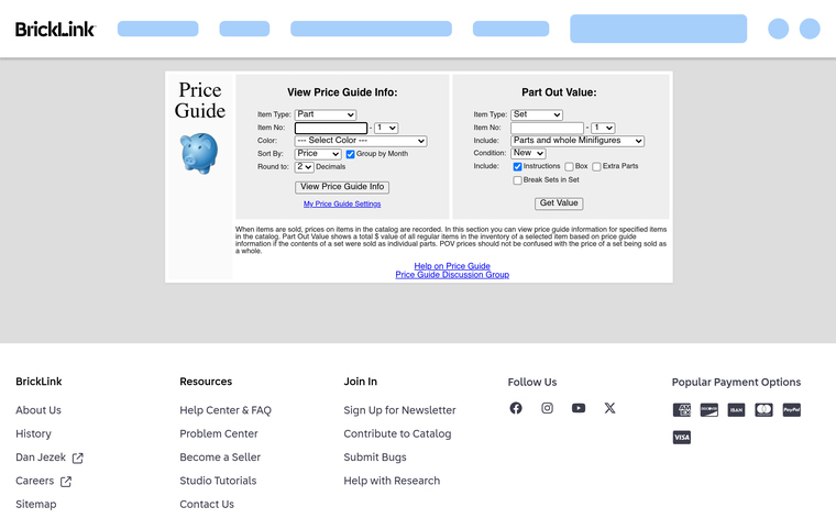 bricklink homepage screenshot
