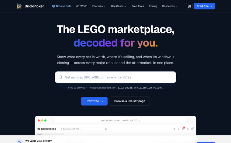 brickpicker homepage screenshot
