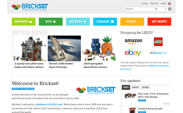 brickset homepage screenshot